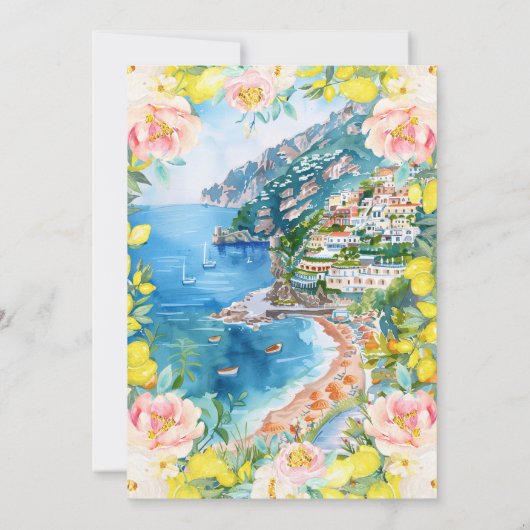 Amalfi Coast Blauwe tegels Italiaans Huwelijk Kaart (Achterkant)