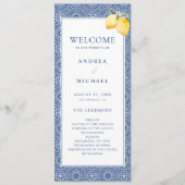 Amalfi Coast Blue Mediterrane Tegel bruiloft Programmakaart (Voorkant)