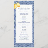 Amalfi Coast Blue Mediterrane Tegel bruiloft Programmakaart (Achterkant)