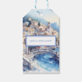 Amalfi Coast Blue Tegels Italië gepersonaliseerde  Cadeaulabel