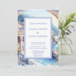 Amalfi Coast Blue Tegels Italië gepersonaliseerde  Kaart