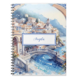 Amalfi Coast Blue Tegels Italië gepersonaliseerde  Notitieboek