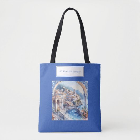 Amalfi Coast Blue Tegels Italië Tote Bag (Voorkant)