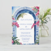 Amalfi Coast Bougainvillea bruiloft Kaart (Staand voorkant)