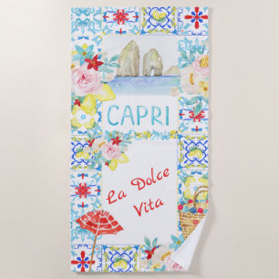 Amalfi Coast Capri Blauwe Tegels Bruiloft Strandlaken