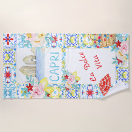 Amalfi Coast Capri Blue Tiles Wedding Strandlaken