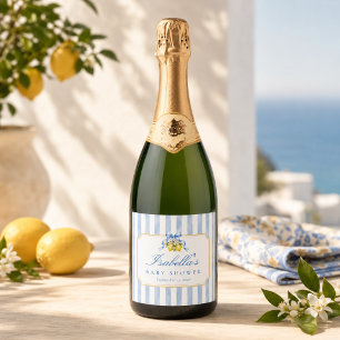 Amalfi Coast Chic Citroen Baby Shower Sparkling Wijnetiket