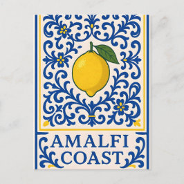 Amalfi Coast Citroen - Blauwe Sier Tegels Italia D Feestdagenkaart