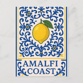 Amalfi Coast Citroen - Blauwe Sier Tegels Italia D Feestdagenkaart