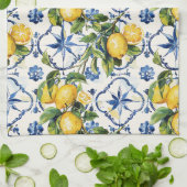 Amalfi Coast Citroenen en Tegels Patroon Theedoek (Gevouwen)