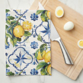 Amalfi Coast Citroenen en Tegels Patroon Theedoek (Quarter Fold)