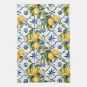 Amalfi Coast Citroenen en Tegels Patroon Theedoek (Verticaal)