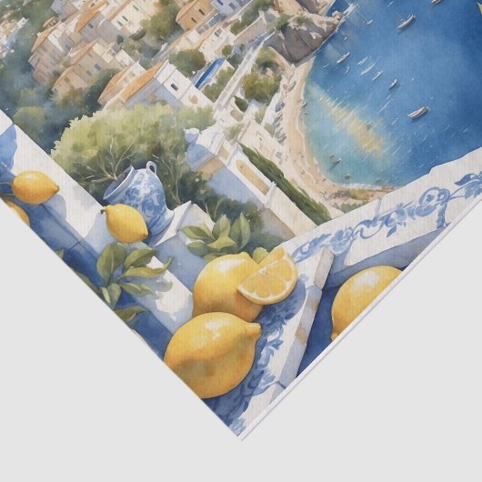 Amalfi Coast Citroenen Mediterraan Uitzicht Tissuepapier (Detail)