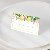 Amalfi Coast citroenen roze bloemen bruiloft Plaatskaartje