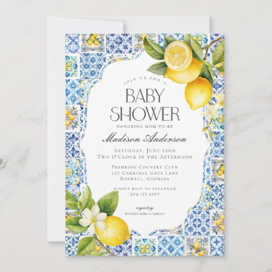Amalfi Coast Coastal Italiaans Baby shower Uitnodi Kaart (Voorkant)