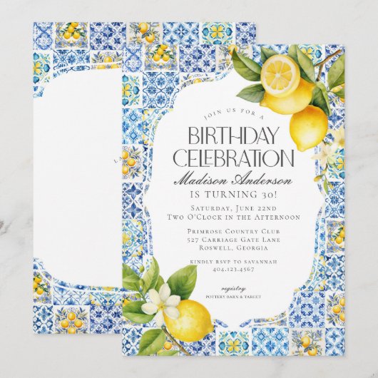 Amalfi Coast Coastal Italiaanse Verjaardag uitnodi Kaart (Voorkant / Achterkant)