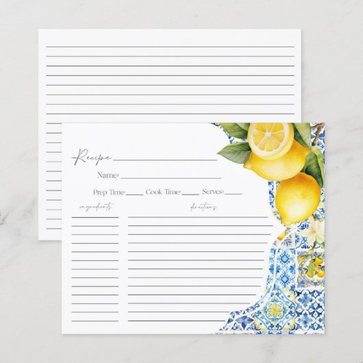 Amalfi Coast Deel een Recept Kaart Vrijgezellenfee (Voorkant / Achterkant)