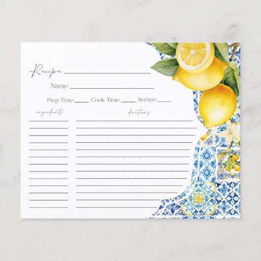 Amalfi Coast Deel een Recept Kaart Vrijgezellenfee (Voorkant)