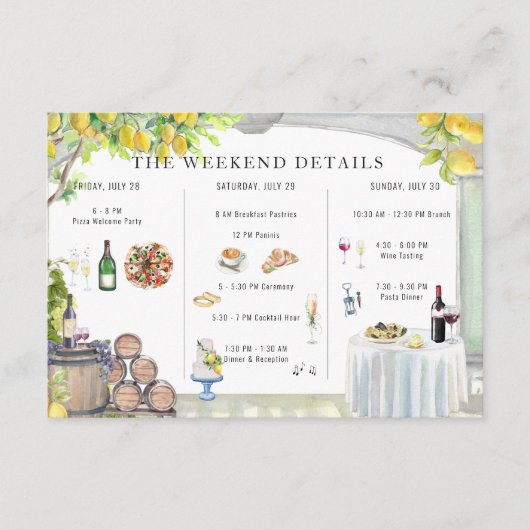 Amalfi Coast | Geïllustreerde bruiloft weekend det Informatiekaartje (Voorkant)