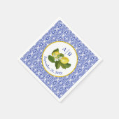 Amalfi Coast I Italian Lemon & Blue Tile Mongram Servet (Hoek)