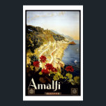 Amalfi Coast Italia - reisposter Poster<br><div class="desc">Een oude poster adverteren het reizen naar de Italiaanse kust van Amalfi.</div>