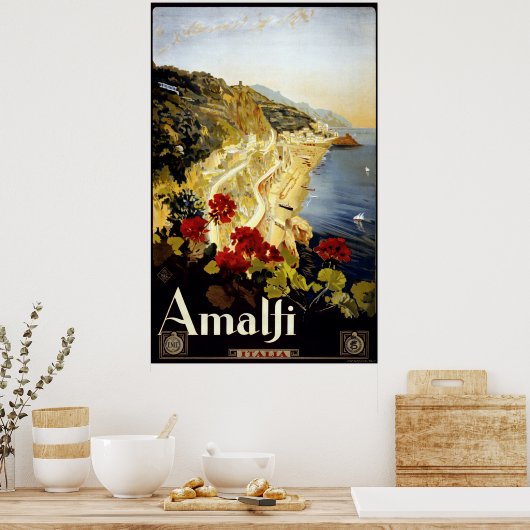 Amalfi Coast Italia Reizen Poster (Keuken)