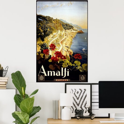  Amalfi Coast Italia Reizen Poster (Thuiskantoor)