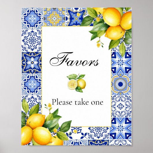 Amalfi Coast Italiaans Baby shower Favors Poster (Voorkant)