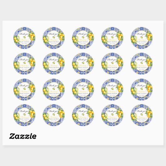 Amalfi Coast Italiaans Baby shower gunst Ronde Sticker (Vel)