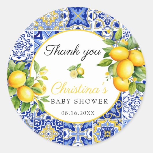 Amalfi Coast Italiaans Baby shower gunst Ronde Sticker (Voorkant)