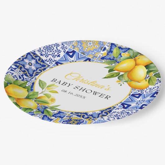 Amalfi Coast Italiaans Baby shower Papieren Bordje (Gekanteld)