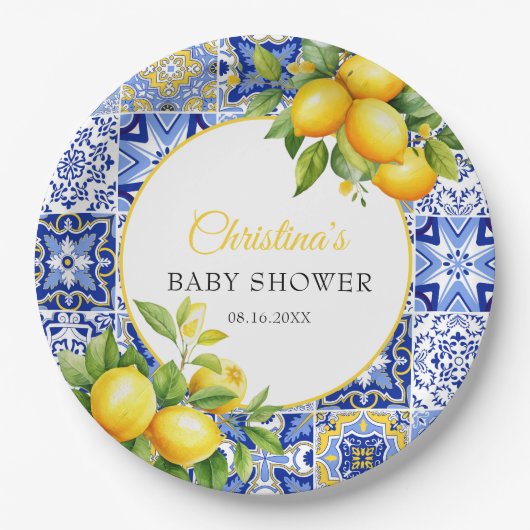 Amalfi Coast Italiaans Baby shower Papieren Bordje (Voorkant)