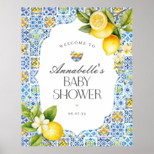 Amalfi Coast Italiaans Baby shower Welkomstbord Poster