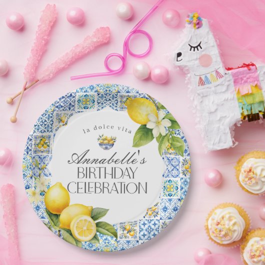 Amalfi Coast Italiaanse Verjaardagsfeesttafel Deco Papieren Bordje (Feest)