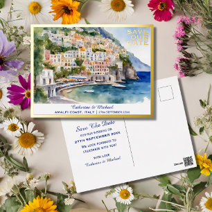 Amalfi Coast Italië Bestemming Opslaan van de datu Folie Feestdagen Briefkaart