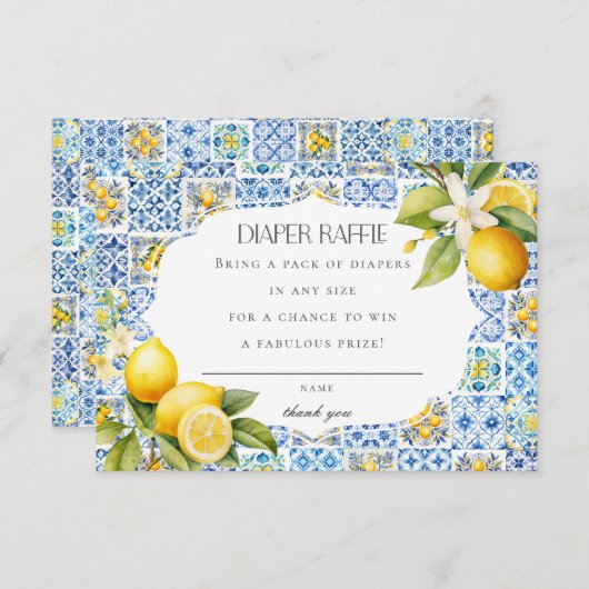 Amalfi Coast Italië Luier Raffle Uitnodiging invoe Informatiekaartje (Voorkant / Achterkant)