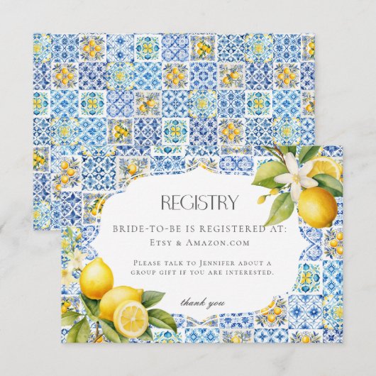 Amalfi Coast Italië Register Uitnodiging invoegen Informatiekaartje (Voorkant / Achterkant)