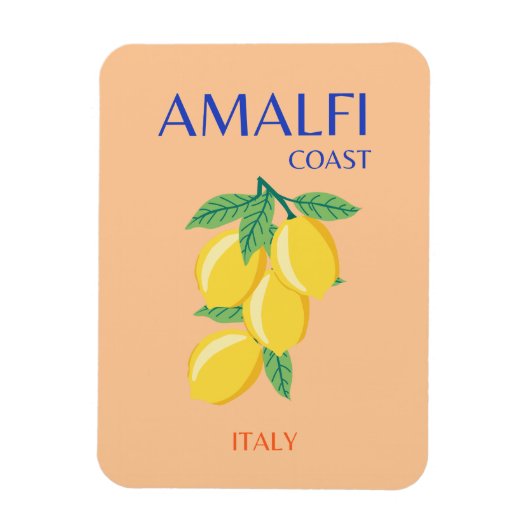 Amalfi Coast, Italië, Reiskunst, Pastel, Oranje Magneet (Verticaal)