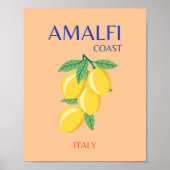 Amalfi Coast, Italië, Reiskunst, Pastel, Oranje Poster (Voorkant)