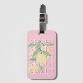 Amalfi Coast, Italië, Reiskunst, Preppy, Roze Bagagelabel (Voorkant (verticaal))