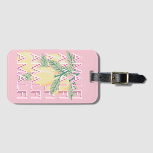 Amalfi Coast, Italië, Reiskunst, Preppy, Roze Bagagelabel (Voorkant (horizontaal))