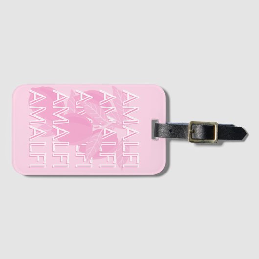 Amalfi Coast, Italië, Reiskunst, Preppy, Roze Bagagelabel (Voorkant (horizontaal))