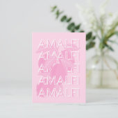 Amalfi Coast, Italië, Reiskunst, Preppy, Roze Briefkaart (Staand voorkant)