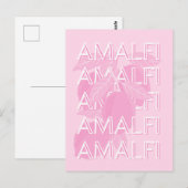 Amalfi Coast, Italië, Reiskunst, Preppy, Roze Briefkaart (Voorkant / Achterkant)