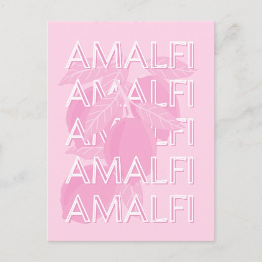 Amalfi Coast, Italië, Reiskunst, Preppy, Roze Briefkaart (Voorkant)