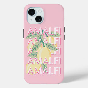 Amalfi Coast, Italië, Reiskunst, Preppy, Roze iPhone 15 Case