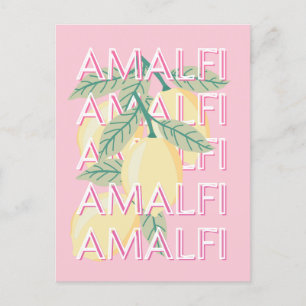 Amalfi Coast, Italië, Reiskunst, Preppy, Roze Feestdagenkaart
