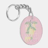 Amalfi Coast, Italië, Reiskunst, Preppy, Roze Sleutelhanger (Voorkant Links)