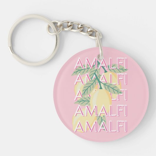 Amalfi Coast, Italië, Reiskunst, Preppy, Roze Sleutelhanger (Voorkant)