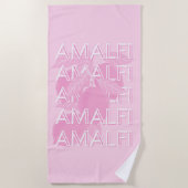 Amalfi Coast, Italië, Reiskunst, Preppy, Roze Strandlaken (Voorkant)